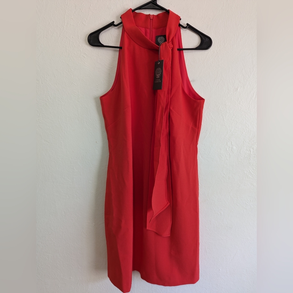 NWT Vince Camuto Bow Neck Hot Coral Dress Women's Size 10
